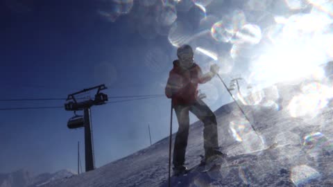 Close-up skiing footage