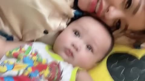 Aunt funny with baby lovely