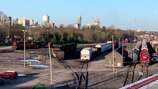 Train on fire rolls through city in Canada