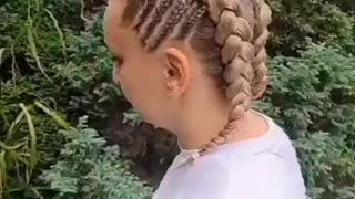 Dutch braid on blond hair