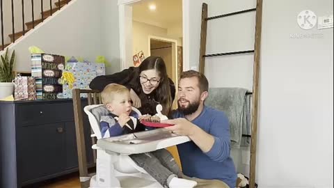 The baby cries during his "Happy Birthday"