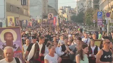 100,000 Serbs on the streets of Belgrade today in support of traditional family values
