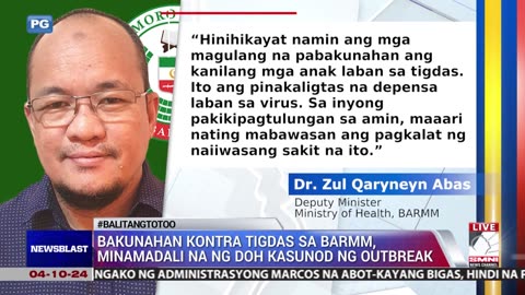 Bakunahan kontra 'Tigdas' sa BARMM, minamadali na ng DOH kasunod ng outbreak