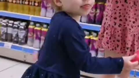 cute baby girl's funny dance at supermarket | TRAVELSQUARE |