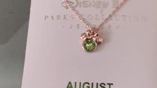 Disney Parks Minnie Mouse August Faux Birthstone Gold Color Necklace #shorts