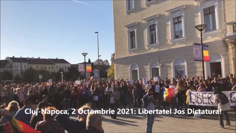 Protest anti-vaccin si anti-masca la Cluj-Napoca: LIBERTATE! JOS DICTATURA