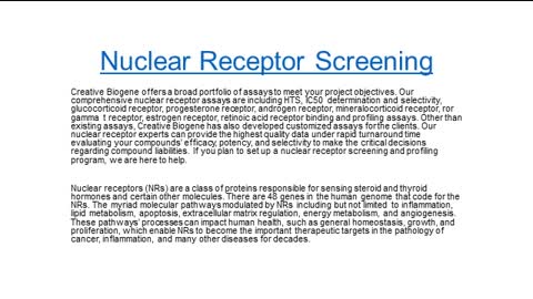 Nuclear Receptor Screening