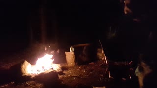 Position test before filming a campfire vlog