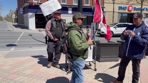 Anti-Lockdown Protest in front of Victoria Hall in Cobourg May 1, 2021