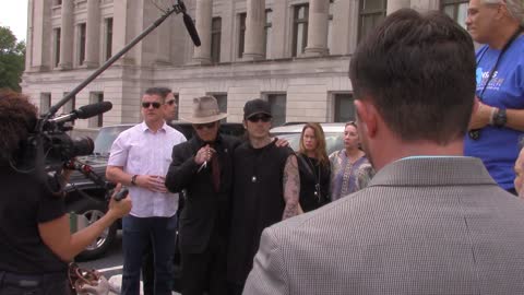 Arrival of Johnny Depp at the Arkansas State Capitol for anti death penalty rally