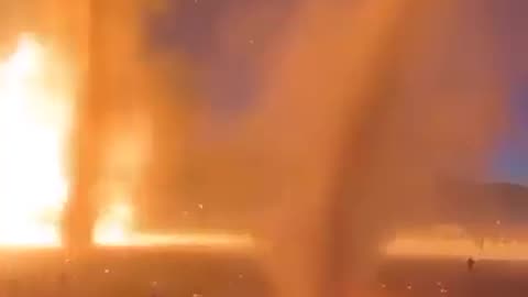 Fiery tornado (firenado) at the Burning Man Festival 2023 in Black Rock Desert in Nevada