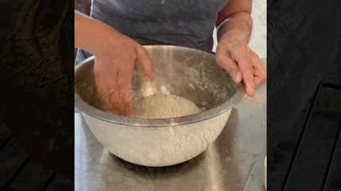 Sourdough bread, kneading the dough