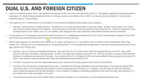 Dual U.S. Citizen - Do I Need a Form W-9 or Form W-8BEN