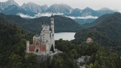 Drone Footage of a Castle on a Mountain Top