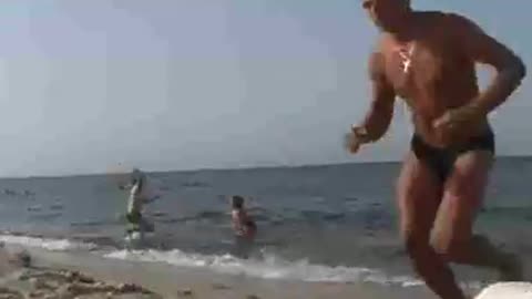 Shooting a bottle right next to my sister´s head on the beach