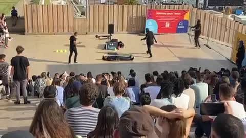 Street dance in paris near eifel tower