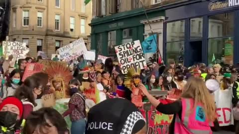 Police guard Fridays for Future climate strike in Glasgow