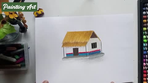 How to draw village house for kids