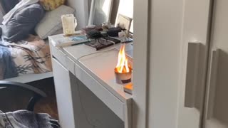 Candle Sends Wax Flying When Mixed With Water