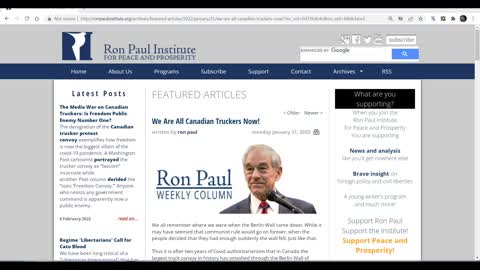 Ron Paul - on Canadian Truck Drivers - Freedom Convoy