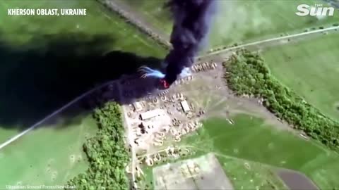 Russian base blitzed by Ukraine forces in fiery explosi