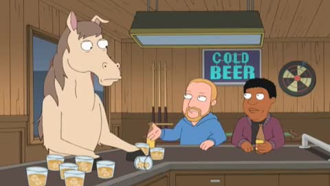 A horse walks into a bar joke. Family Guy