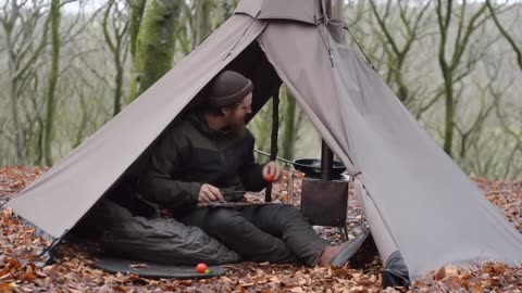 Bushcraft trip 2024 - hot tent wild camping, homemade axe and knife, wildlife