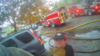 Fireman Rescues Cat from House Fire