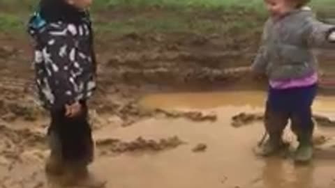 Kids Hilariously Play In The Mud