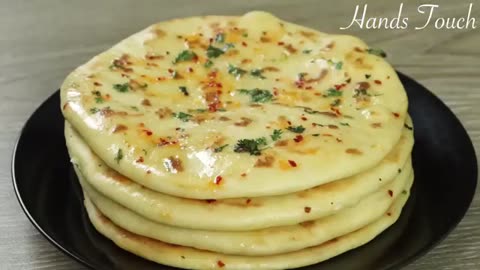 15 Minutes Butter Naan Without Yeast, Curd, Egg & Oven | Easy Butter Naan Recipe