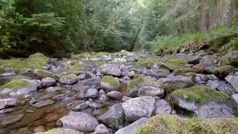 River water streaming on rocks