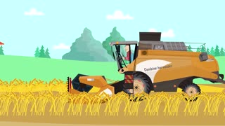 agricultural machinery - Combine harvester and tractor | Fairy tale about farms