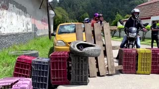 Protesters topple statue in Bogota