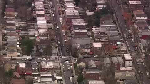 Marshals shot in New York City (Raw Aerial Scene Footage)