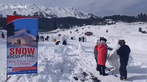 Amazing 4-day snow sculpting competition begins in Gulmarg India