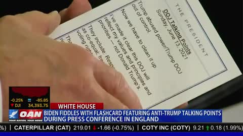 Biden Exposed Reading Anti-Trump Talking Points Off Flashcard at Presser