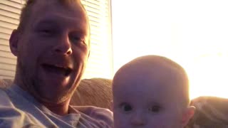 Dad scares baby!