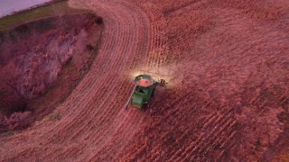 HARVESTING CORN DRONE FOOTAGE