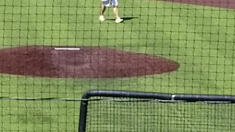 Connor Yawn (2021) pitching at a Perfect Game showcase in 2019