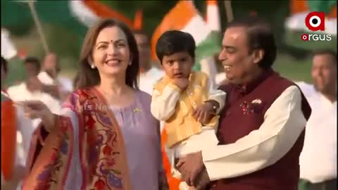 Mukesh Ambani along with his wife and grandson celebrates Independence Day