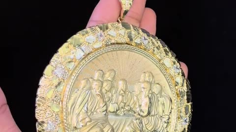 New 10K Gold Nugget Style Last Supper Pendant on sale