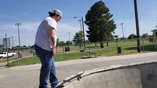 Fat guy skateboarding