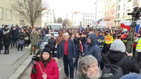 Prague - Police, health workers, firefighters & members of the public unite against covid mandates