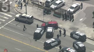 LAPD Cruiser Rams [MUST SEE] Stolen Vehicle in South L.A. Pursuit