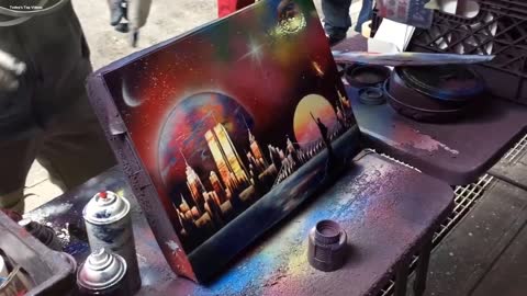 Amazing Spray Paint Street ART! | Street Performers | Times Square