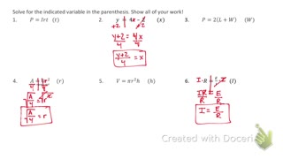 Solving Literal Equations