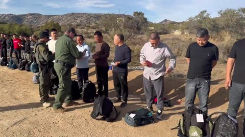 HAPPENING NOW🚨 Large groups of migrants , mostly Chinese national men crossing illegally