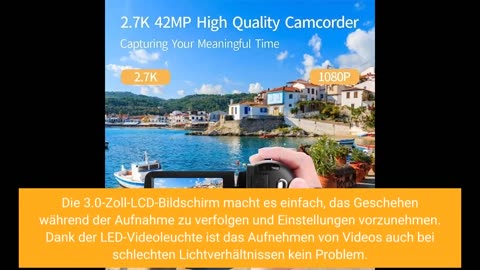 Camcorder Videokamera 2.7K 42MP 18X Digital Zoom Kamera Recorder 3.0 Zoll LCD Bildschirm Vlogging