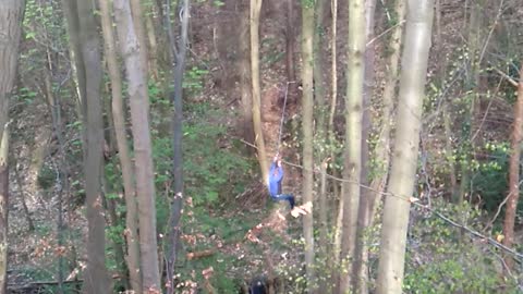 Dude wipes out hard during epic zip line fail