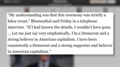 Blumenthal Claims Ignorance After Repulsive Speech To Communist Group